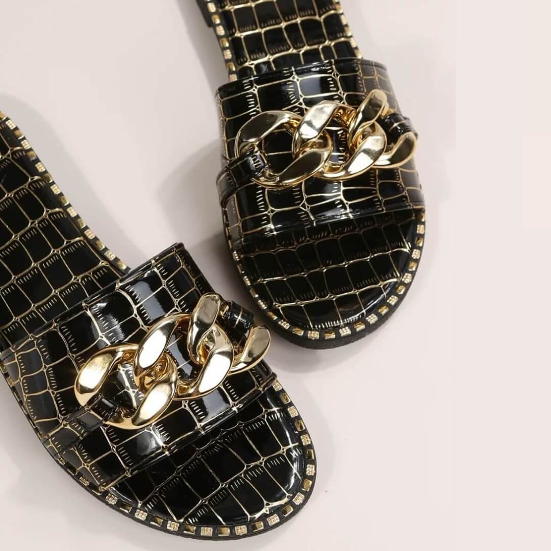 Soliel™ Shimmering Soles | Stylish Open Toe Slides