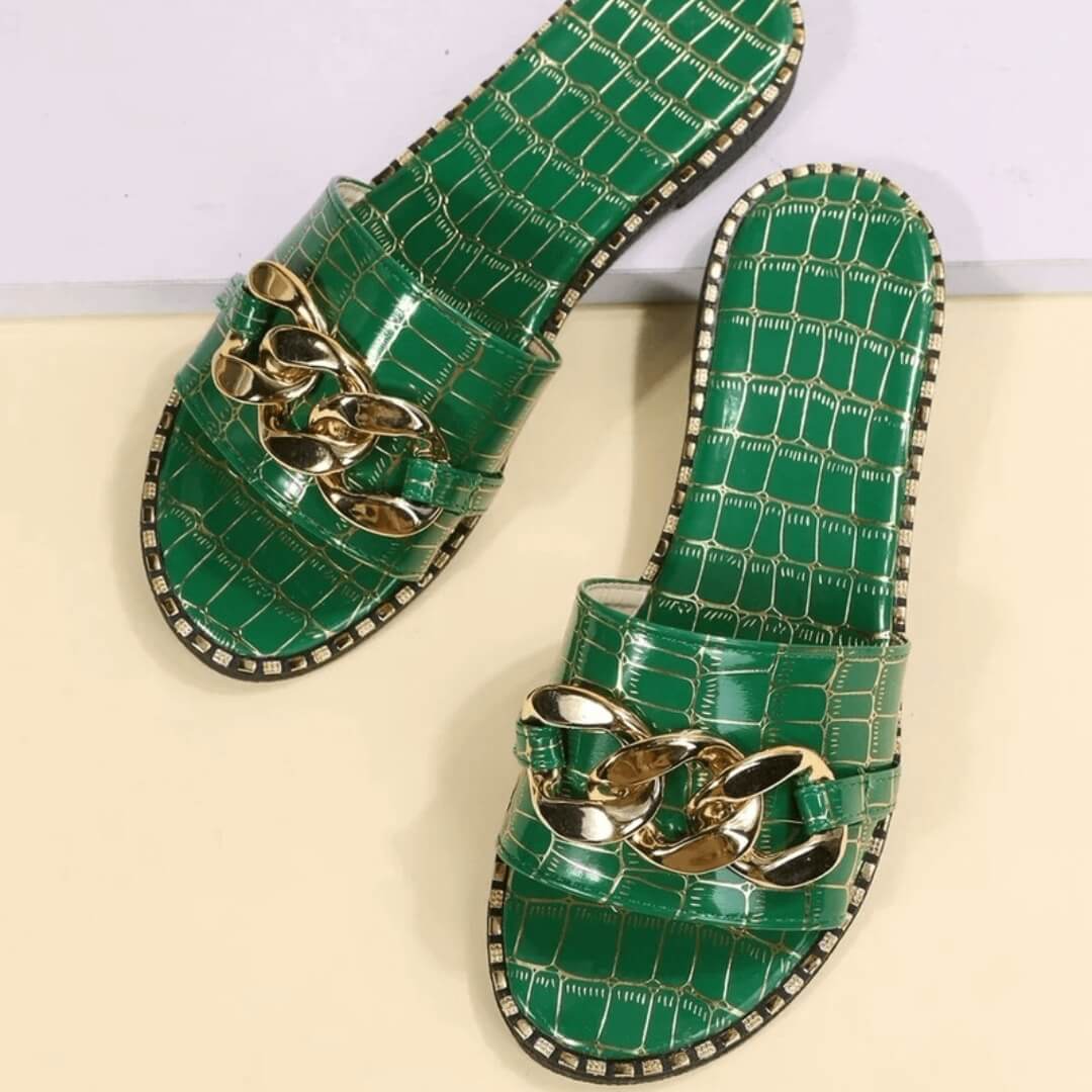 Soliel™ Shimmering Soles | Stylish Open Toe Slides