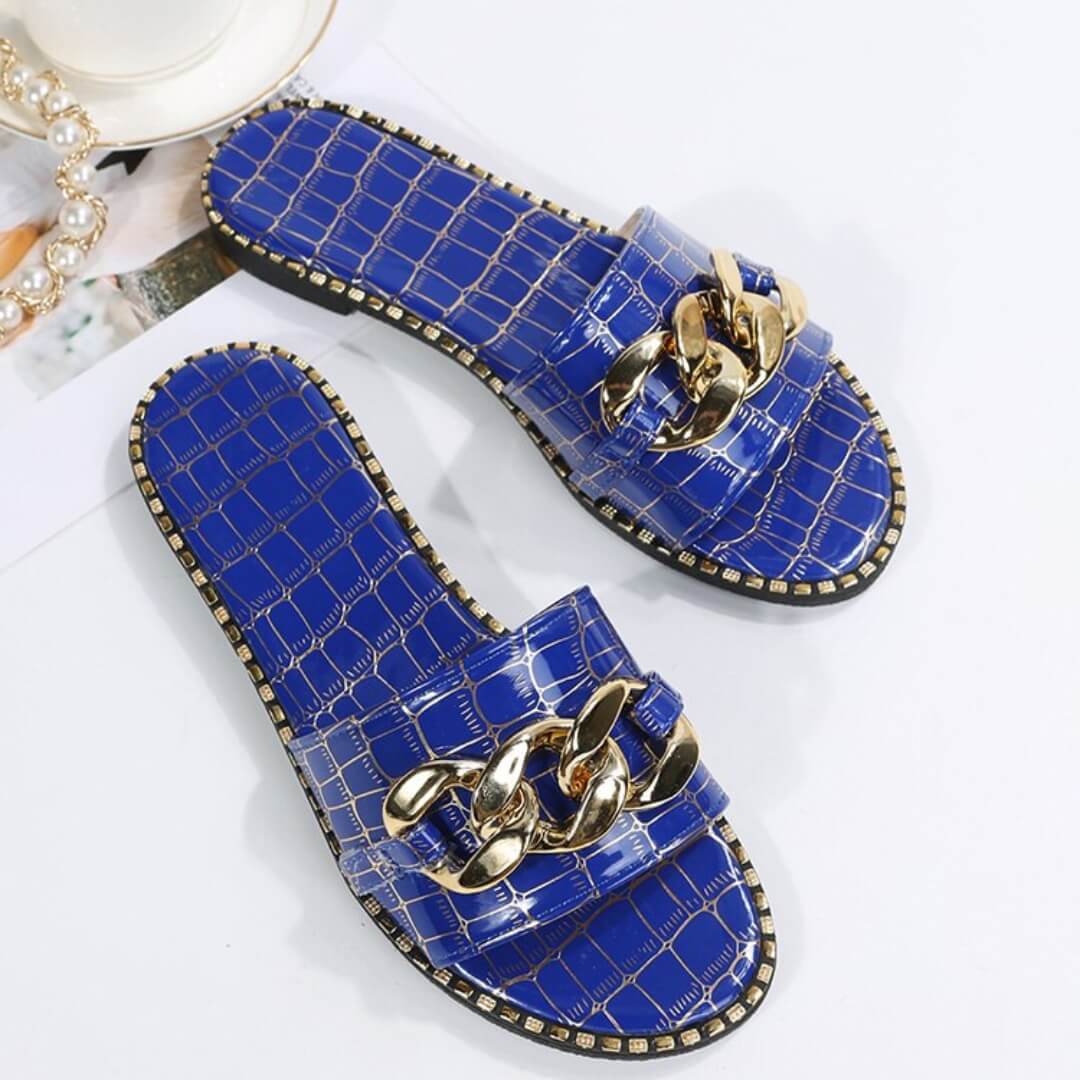 Soliel™ Shimmering Soles | Stylish Open Toe Slides