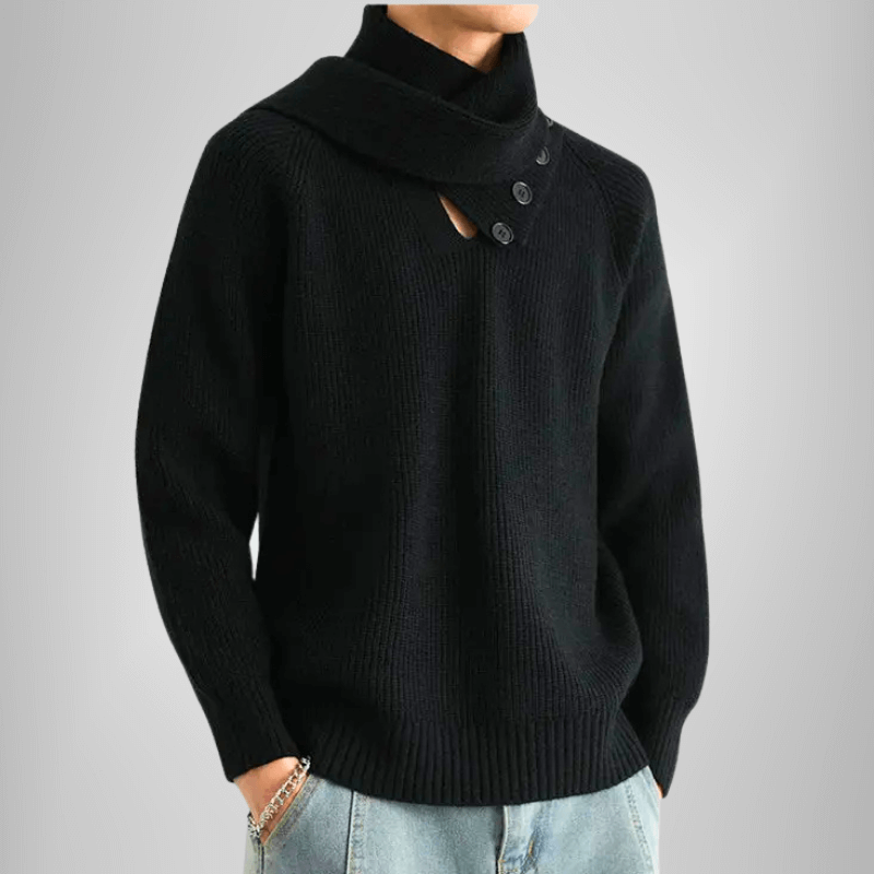 Buttoned Cowl Sweater