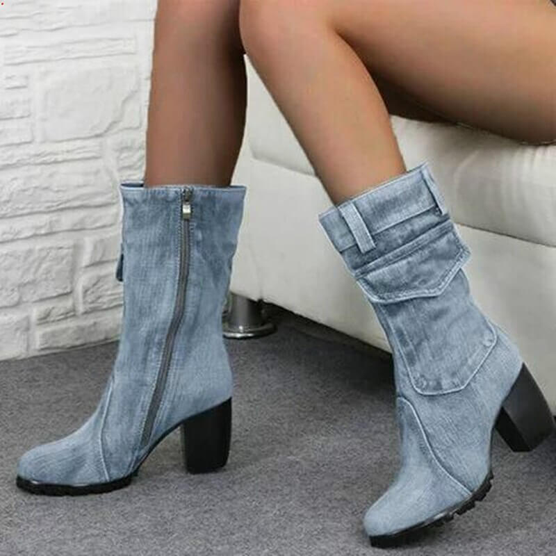 Denim Chic High Heel Boots