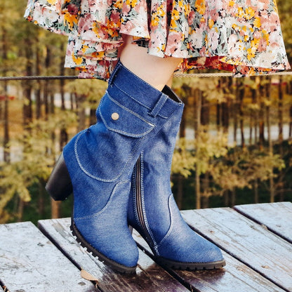 Denim Chic High Heel Boots