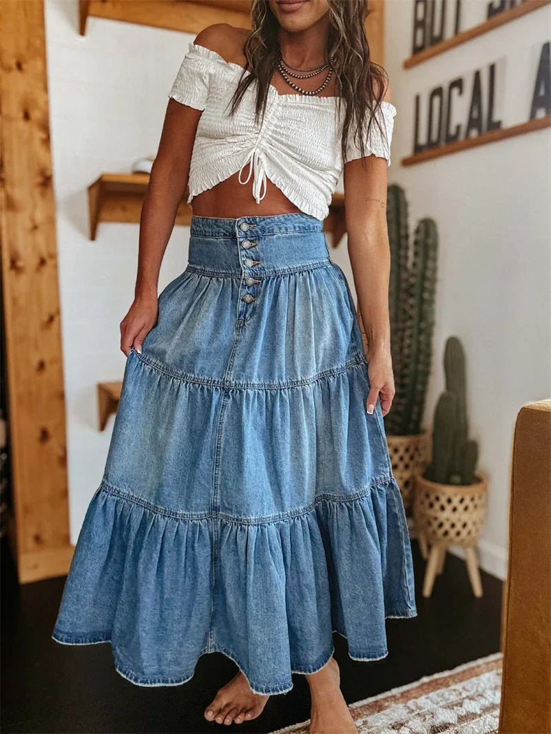 Layla Denim Maxi Skirt