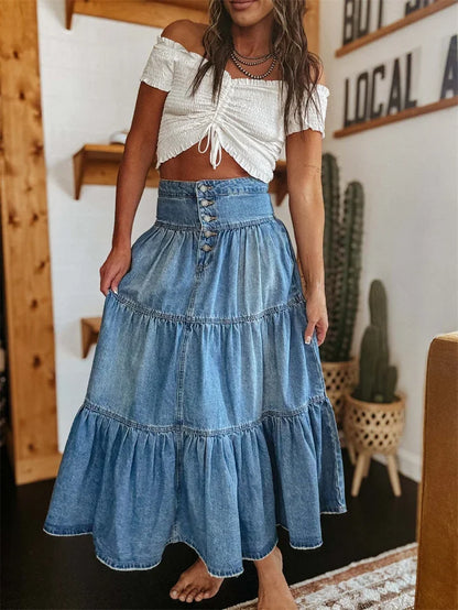 Layla Denim Maxi Skirt