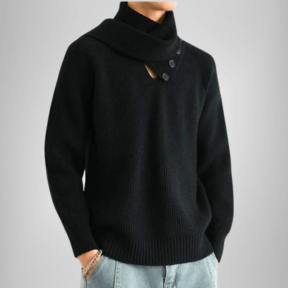 Buttoned Cowl Sweater