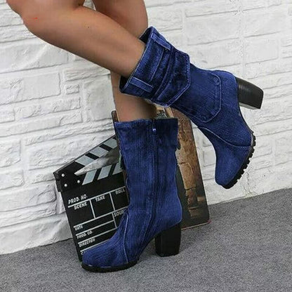 Denim Chic High Heel Boots