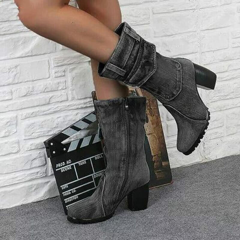 Denim Chic High Heel Boots