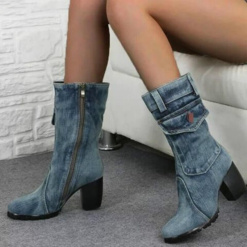 Denim Chic High Heel Boots